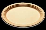 FOODSERVICE DISPOSABLES PLATES - MOLDEDFIBER B-BGW10 PLATES - MOLDEDFIBER 10.5" EARTH FRIENDLY PLATE 500/CS BridgeGate plates have a smooth texture, natural tan color and rigid structure.