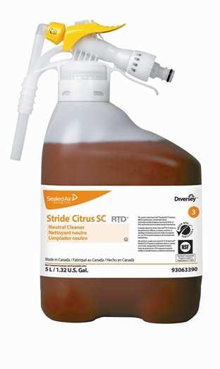 JAITORIAL SUPPLIES RTD "READY TO DILUTE" DV-93063390 RTD "READY TO DILUTE" STRIDE SC CITRUS NEUTRAL CLNR1-5 LITER Formulated for everyday cleaning.
