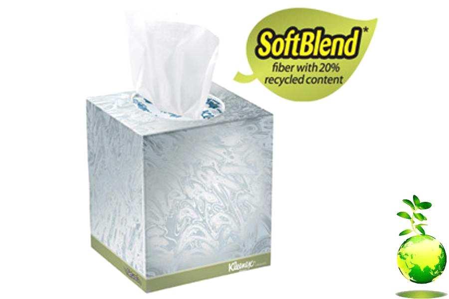 TOWEL & TISSUE FACIAL TISSUE -CUBED BOX KLEENEX Naturals Facial Tissue is made with SOFTBLEND* Fiber, the perfect blend of soft, virgin fiber and 20% post-consumer recycled fiber.
