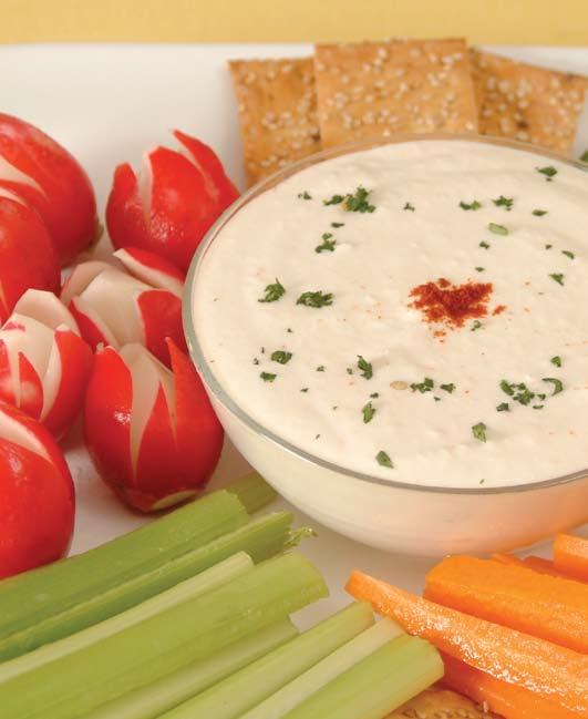 Vegetable Dip tamper to help chop all ingredients. Serve with fresh raw vegetables, crackers, pita triangles, or baguette slices. 1/4 red onion, peeled 1/4 carrot 1/4 red pepper, seeded 8 oz.