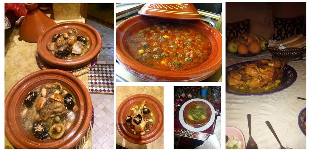 Our different Tagines: Tagine of Lamb with Courgettes Tajine with fresh figs Coquelets Lamb Tagine with Artichokes Makfoul Tagine with onions Lamb Tagine with