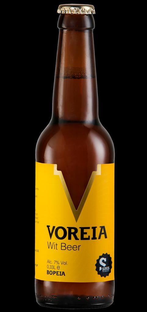 VOREIA WIT The Belgian traditional recipe meets the Mediterranean temperament in this beer that is addressed to all the weiss beer lovers.