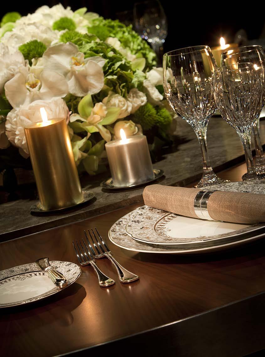 EDEN PLATINE BY BERNARDAUD Regal and refined, this table setting is ideal for formal dinners styled to impress.