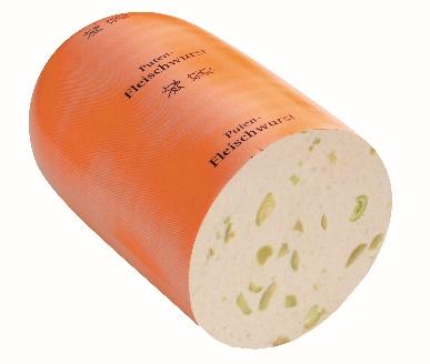 Halal Turkey Mortadella (fresh) Turkey Mortadella with green olives Delicate cooked sausage with selected pieces of tender green