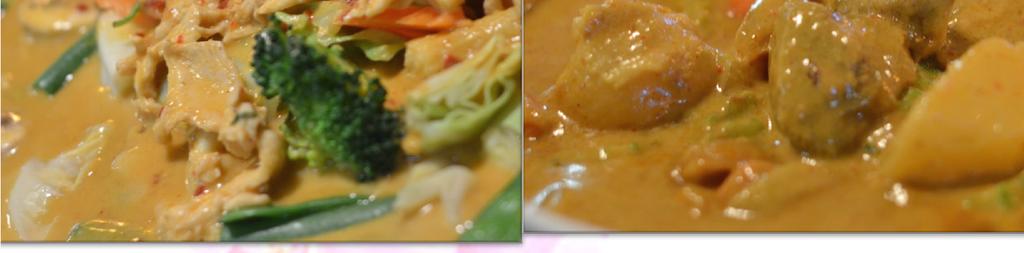Thai Orchid Curry A choice of meat with potato, carrot, cabbage and broccoli in peanut sauce curry. 51.