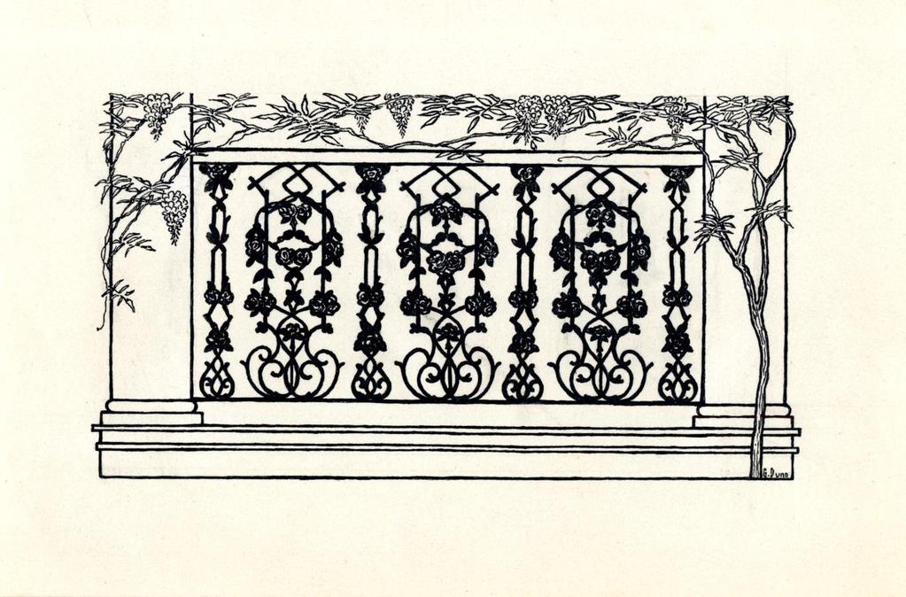 Unidentified cast iron railing. Undated. Signed, G. Dunn. Ink on paper.