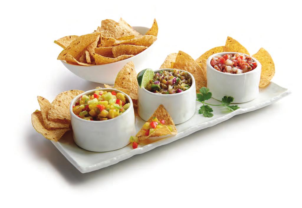 Salsa Trio Apple Mango Salsa, Charred Tomatillo & Fire Roasted Jalapeno, and Fresh Garden Salsa with Roasted Garlic Flavor Concentrate flavor concentrates stir even more flavor into your menu.