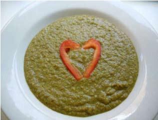 Puréed Broccoli Soup Carrot and Orange Soup 3/4 cup chopped red onion 2 tsp extra virgin olive oil 1/4 teaspoon tarragon 4 cups broccoli florets 1 tbsp coconut flour 1 cup water, divided 2 cups