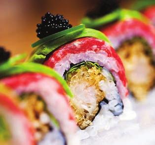 50 Deep fried eel, crab stick, salmon, asparagus R29. Osaka Roll 10.