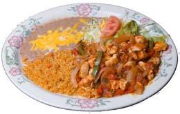 25 Sliced chicken breast pan-fried in our traditional sweet Mexican mole sauce. CHICKEN CHIPOTLE... $14.25 Strips of chicken breast sauteed with mushrooms.