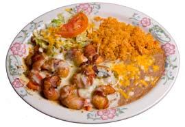 Served with rice & beans. FILETE EMPANISADO (or ala plancha)... $15.00 Slice of fish fillet breaded or unbreaded & deep fried to golden brown. Served with rice and salad. FISH TACOS (or Shrimp)... $15.00 Fried until golden brown.