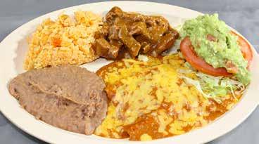 7 Carne Guisada Plate Beef chunks & gravy served with rice, beans & salad. $7.99 No.