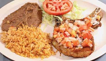 20 Sirloin Ranchero Servido con arroz, beans, guacamole & ranchero sauce. $7.75 No. 21 Plato Caliente Hot plate.