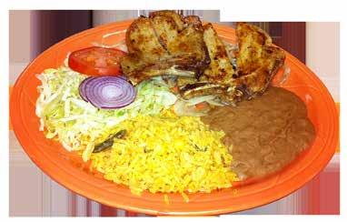 $9.99 No. 48 Tamale Plate (3) Pork tamales topped with gravy & cheese, served with rice & beans. $9.99 No. 49 Stuffed Avocado (1) Fried avocado, filled with chicken or beef fajita & white cheese.
