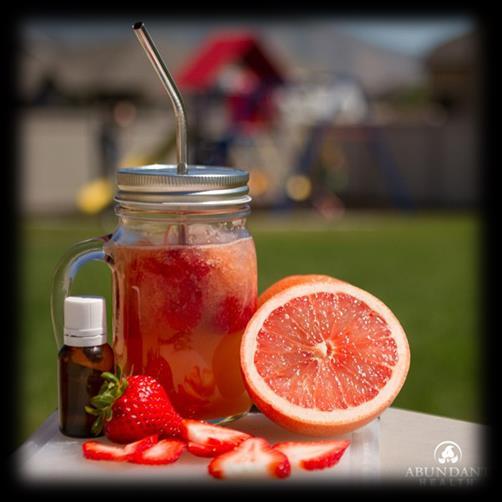 DRINKS with ESSENTIAL OILS Summer is the perfect time to sit outside and sip an ice-cold drink!