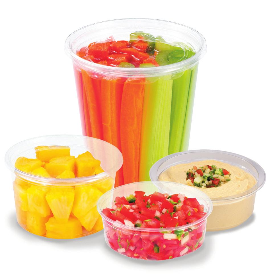 17 Alūr Round Containers Crystal-clear, durable Alūr round containers are made from 50% post-consumer recycled (PCR) PET plastic bottles for reduced environmental impact.
