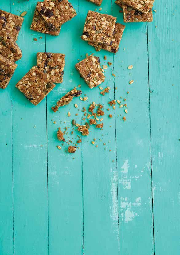 CRANBERRY, SEED AND OAT CRUNCHIES Makes 32 squares Ingredients 1 cup rolled oats 1 cup desiccated coconut 1 cup nutty wheat or whole wheat flour 1 cup brown sugar 100 g dried cranberries (or other