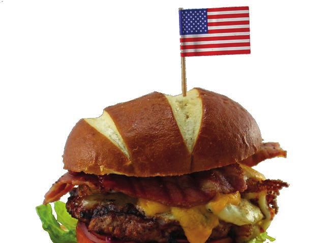 Jacks Burgers Here at Jacks, all our burgers are 100% beef. hand pressed and grilled with our unique seasoning. All served with skin on fries, pickle, lettuce, tomato & onion on a fresh pretzel bun.
