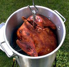 Brining or Frying a Turkey Lean meats such as turkey can benefit from brining, usually in salt-water, prior to cooking.