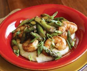 Tabasco or other hot sauce; more to taste 1 2 lb. medium-thick asparagus, trimmed and sliced on the diagonal into 1-inch pieces 1 lb. shrimp (31 to 40 per lb.), peeled and deveined 2 Tbs.