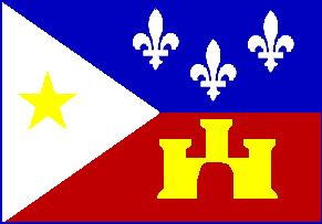 Flag of Acadia Blue= Sea- sky- Loyalty Red=Blood and courage White=Lily- Present peace Yellow star=virgin Mary, Stella Maris Cajun Flag of Louisiana Golden star on