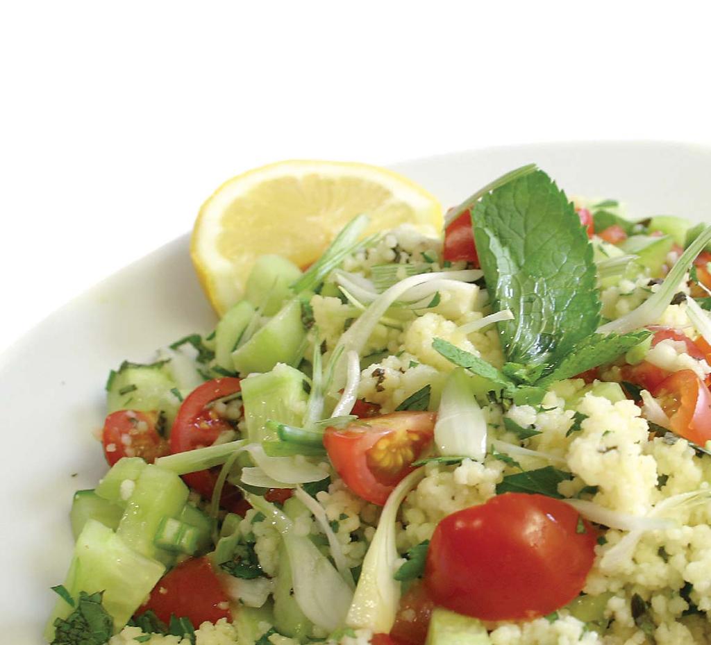 INGREDIENTS (serves 2) Calories per portion: 278 8oz Bulgur wheat (1 1/3 cup) 3 tsp fresh parsley, chopped 3 tsp fresh mint, chopped ¾ cup cherry tomatoes, quartered ½ cucumber, finely chopped 1