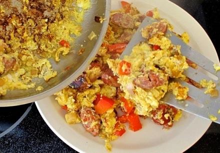 Scrambled eggs are safely cooked when they are solid