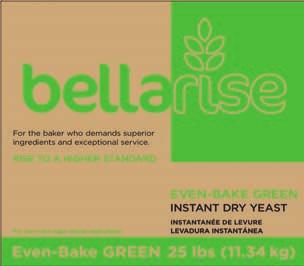 Even-Bake Green Instant Dry Yeast For Low Sugar Doughs Designed for short-time doughs with sugar levels of up to 6% (baker s %) which do not require added oxidation.