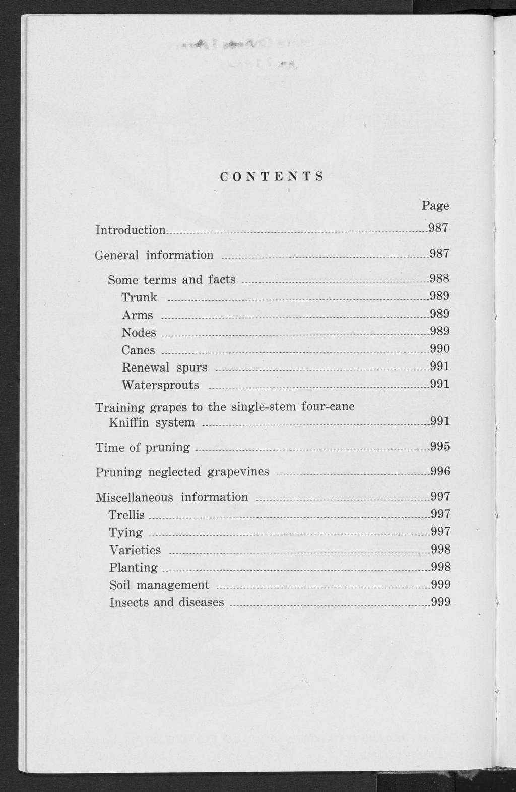 Bulletin P, Vol. 4, No. 90 [1948], Art. 1 CONTENTS Page Introduction...... -...987 General information... 987 Some terms and fa c ts............988 Trunk.........989 Arms......-,... 989 Nodes.