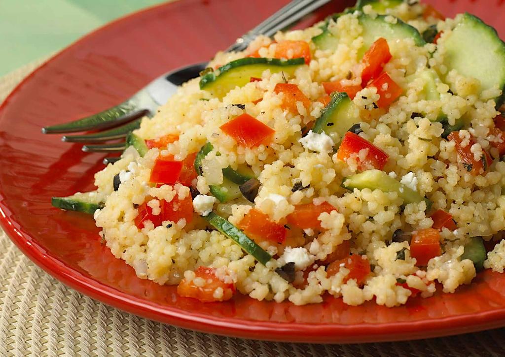 POLAND Crunchy Couscous Salad Portions: 6 Serving Size: 115 g Calories: 121 Cholesterol: 4 mg Protein: 3 g Sodium: 167 mg Carbohydrates: 14 g Potassium: 105 mg Fat: 6 g Phosphorus: 51 mg Calcium: 47