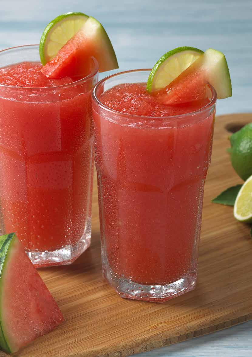 5 g Watermelon Summer Cooler Portions: 2 Serving Size: 180 ml Calories: 51 Cholesterol: 0 mg Protein: 0 g Sodium: 1 mg Carbohydrates: 13 g Potassium: 94 mg Fat: 0 g Phosphorus: 9 mg Calcium: 6 mg