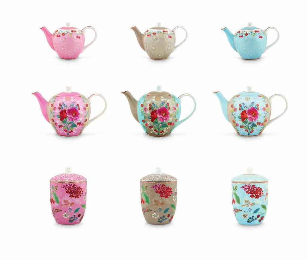 032 Tea Pot Small Cherry Pink - 750ml - 1/8 51.005.033 Tea Pot Small Cherry Khaki - 750ml - 1/8 51.005.034 Tea Pot Small Cherry Blue - 750ml - 1/8 51.008.028 Sugar Bowl Hummingbirds Pink - 4/24 51.