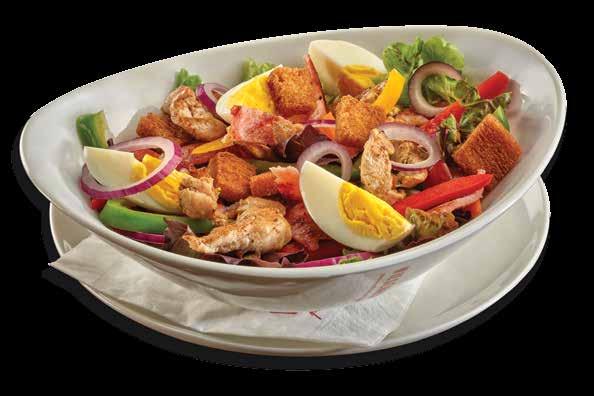 00 (Wiese s take on the classic Caesar salad) Classic Caesar with balsamic croutons, grilled chicken, back bacon, quarters of boiled egg, salad greens, Rosa tomatoes, red peppers, carrots &