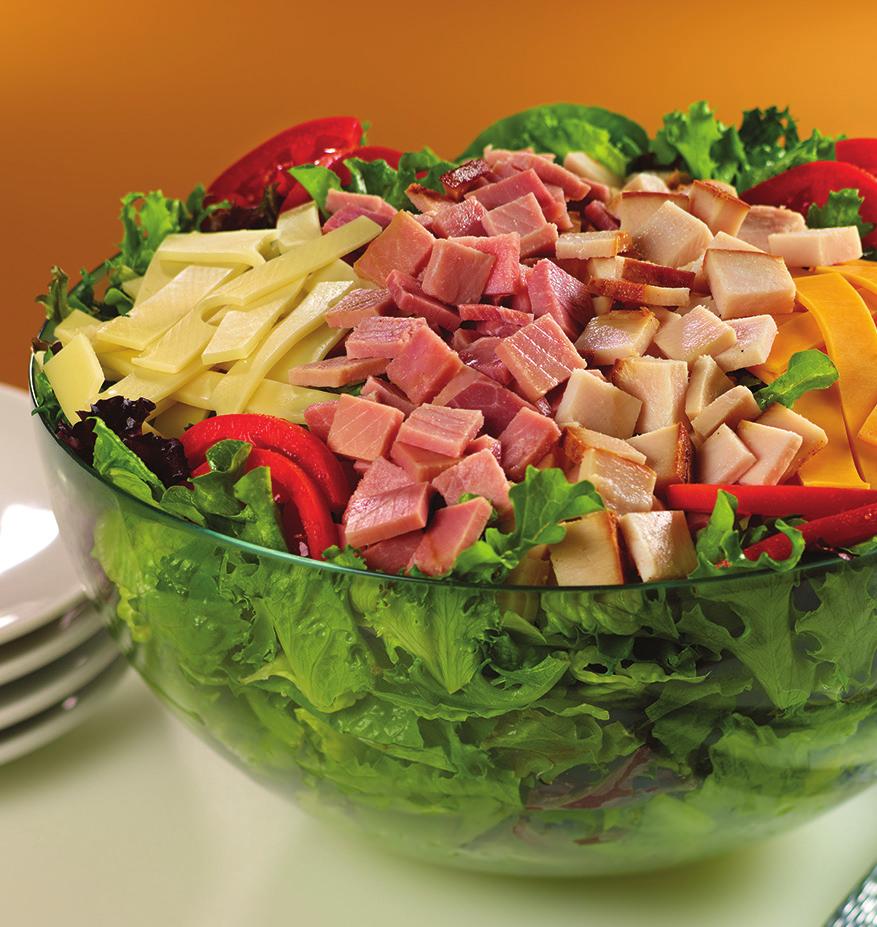 Salads VIP Buffet Your choice of HoneyBaked meats, served with sliced cheeses, lettuce, tomatoes, condiments, fresh bread assortment, two bowls of Deli Sides and cookies for dessert (510-865 Cal) $8.