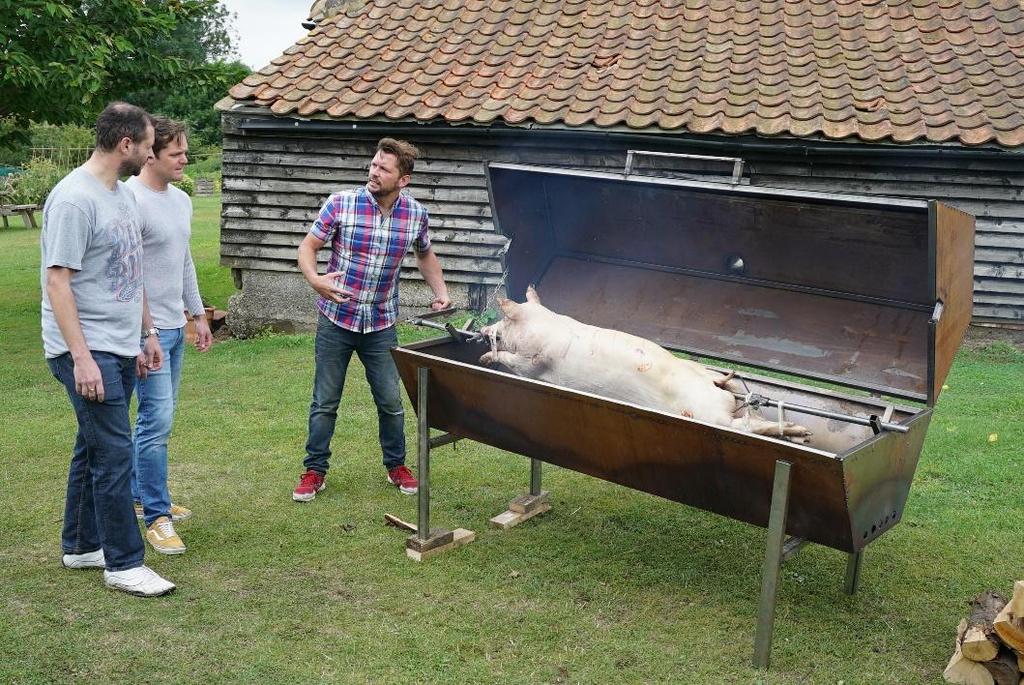 Hog Roast What you will need This is a large project, for which you will need specialist equipment and skill.