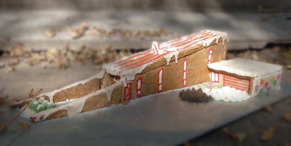 Gingerbread Wedge House Overall Dimensions: 24 length 11 depth 4-1/2 tall Materials Required: cardboard, wax paper, scissors, tape, standard household bakeware, gingerbread cookie recipe, royal icing