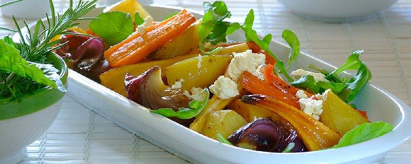 Honey Roasted Root Vegetable Salad Monday 9th July COOK TIME PREP TIME SERVES 00:35:00 00:30:00 4 The secret to this roasted root vegetable recipe is the addition of the honey a little drizzle brings