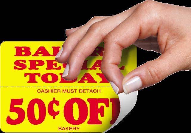 Easy tear perforation Coupon is non-adhesed for removal at