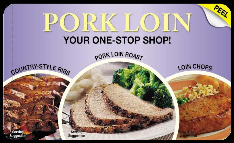 savings packs [250 labels per roll Labels Shown Actual Size] SP000005 Balsamic Pork Chops 5 minutes prep, 10 minutes cook 8 boneless pork chops, 3/4-inch thick 12 oz.