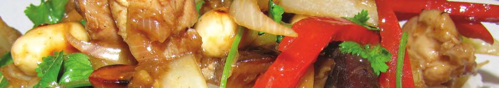 SPICY THAI S SPECIALTIES SPICY BEEF $13.50 Sliced beef, mushrooms, tomatoes, onions, and Thai basil in our tasty house gravy sauce with fresh bird chillies sure to please any spice lover!