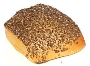 Product group: Buns Chia Seed Buns, square with Chia Seeds on top Wheat Flour, Sour Dough, handmade, with Chia