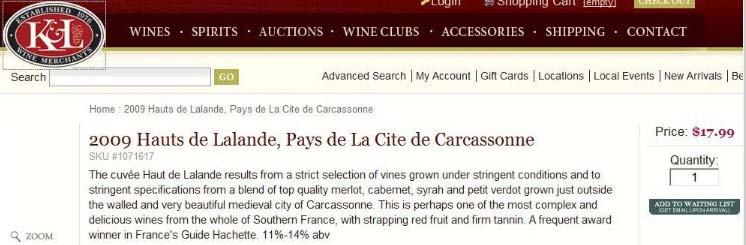 On another page, wines from Bordeaux are offered: This