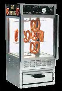 52 Pretzel & Pizza Warmers #555000002 Standard Warmer Holds two 8 pizzas & 24 jumbo pretzels Eyecatching display cabinet and warmer in one Warmer powered by