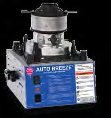 56 Auto Breeze Cotton Candy Machine #305200000 5 Tubular heat element Automatic heat adjustment, cooldown & shutoff Single switch control The auto cool prevents clogging Stainless steel cabinet