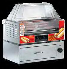 steel rollers durable & easy to clean Starting at room temp ready to serve time is only 20 minutes #808 Bun Warmer holds up to 36 buns ready to serve All items sold separately Slanted Midsize Hot