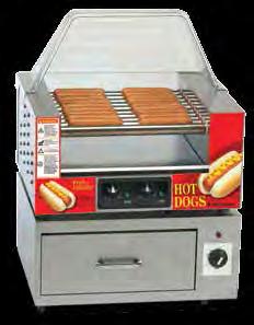 Slanted FrontCounter Version; #8025 Flat Version Adjustable control displays the temperature Dual cookandhold capabilities 0 stainless steel rollers durable & easy to clean Holds 3645 quarter pound