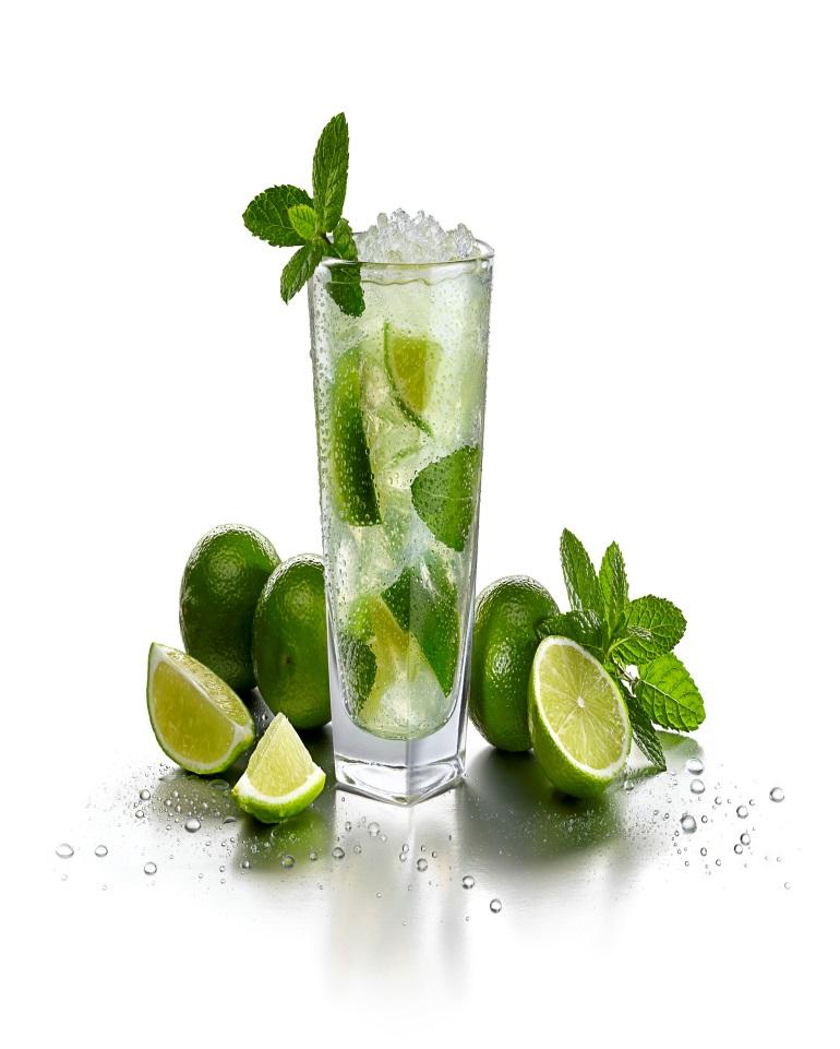 shake gently. Dump into a highball glass, top with soda and garnish with mint Standard Build- Use a highball or pilsner glass, muddle lime, add rum & sugar syrup.