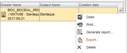 Biocides IT tools training 14 (18) Right click and select option Export, then press Next Indicate a location (Desktop) and