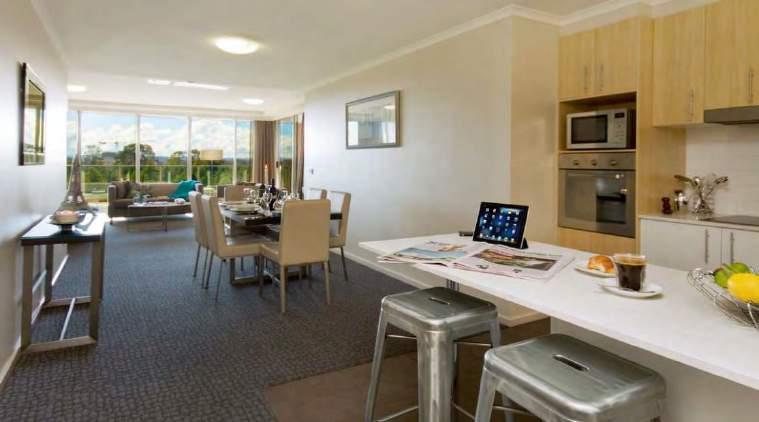 Pacific Suites Canberra Rooms 153 Total Guest Rooms 36 One bedroom apartments 30 Two bedroom, 1 bathroom apartments 75 Two bedroom, 2 bathroom apartments 5 High Rise apartments, 2 bedroom, 2