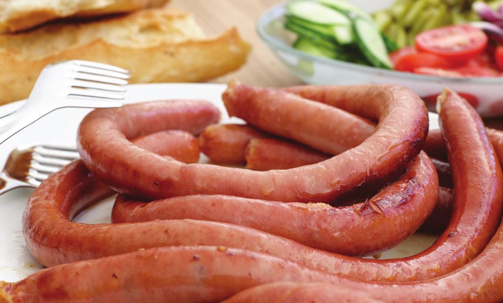 variant) Rounded meaty typical Frankfurter flavour with smokey undertones